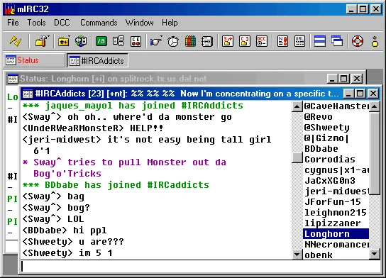 mIRC, the Internet Relay Chat program from the 90s which used a MDI window organizing system similar to Program Manager in Windows. : r/nostalgia